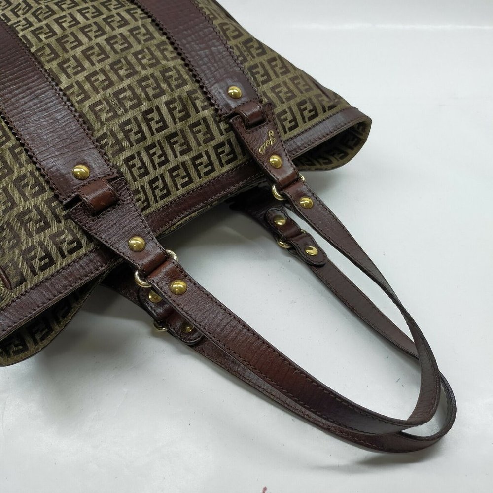 AUTHENTIC Fendi Tote Bag Brown Nylon - Picture 5 of 11